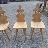 4 old Alsatian oak chairs