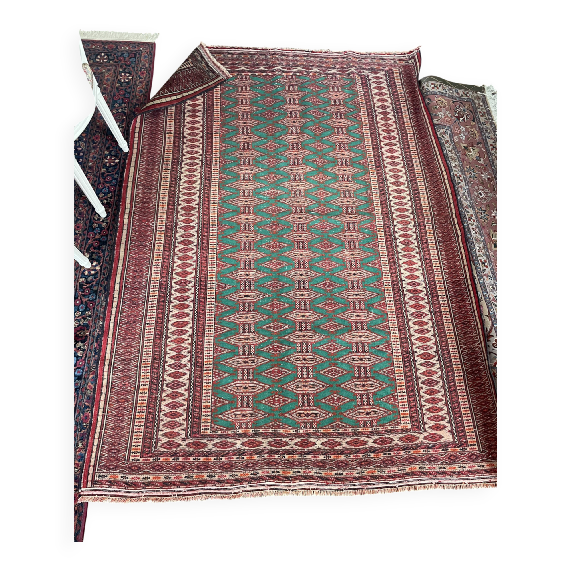 Vintage handmade Turkmen carpet in wool – around 1950 – 185 × 135 cm