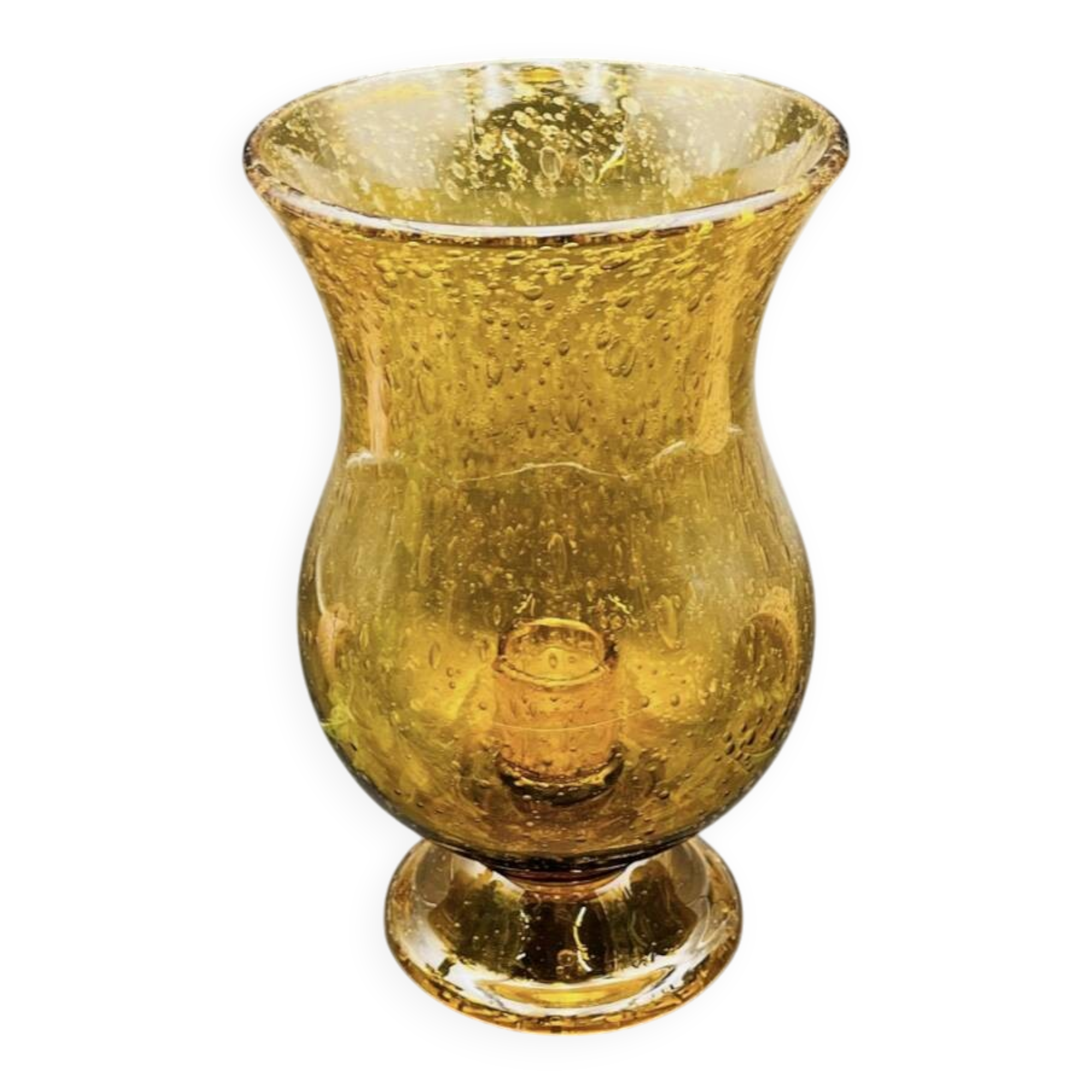 Biot orange bubble glass candle holder
