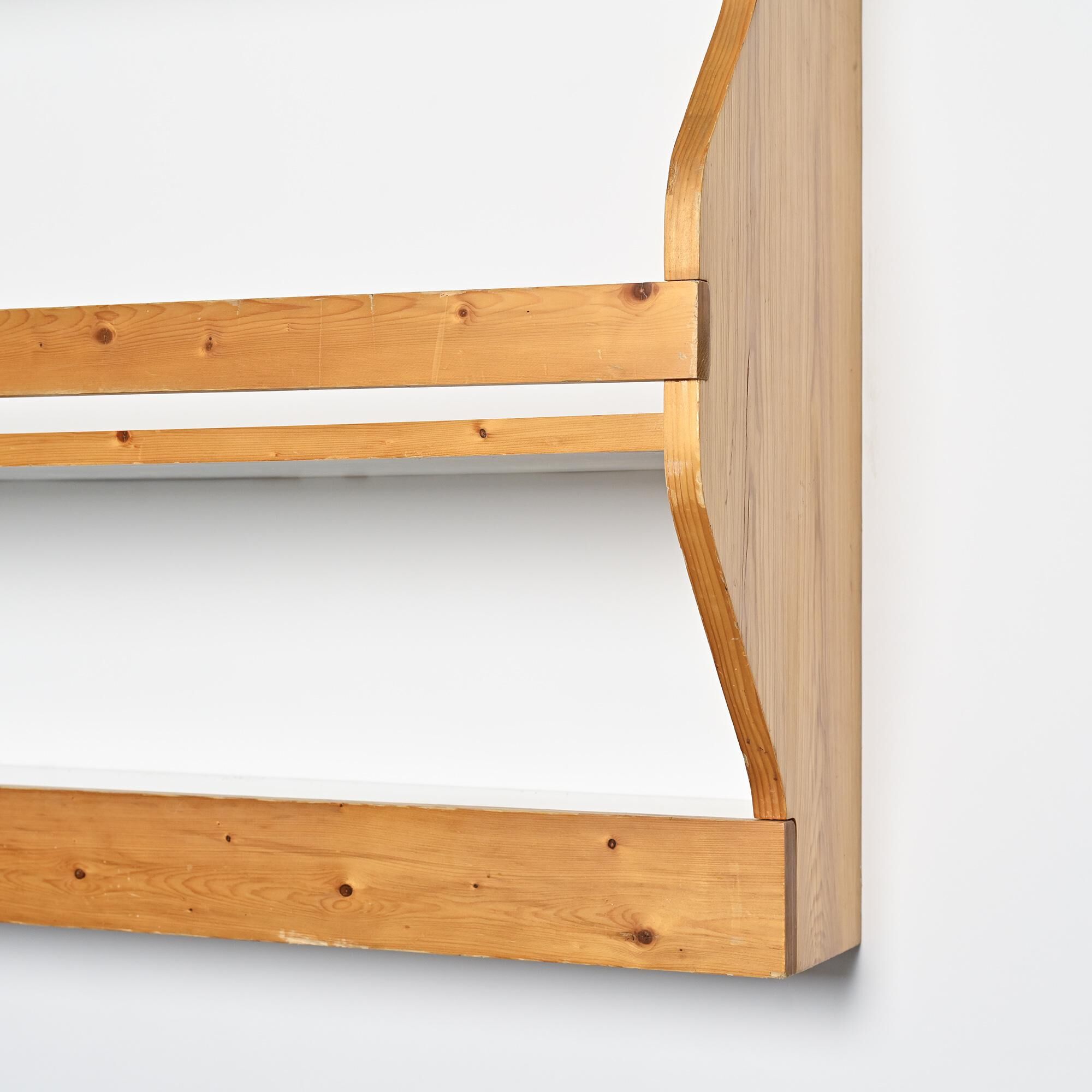 Wall-mounted pine cabinet, Les Arcs 1800, circa 1970