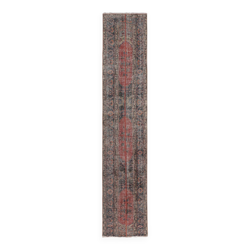 Vintage Turkish Oushak Rug Handwoven 68x361 cm