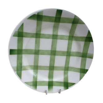 Old round dish Moulin des loups Orchies green tiles