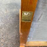 4 solid wood and brown velvet suede chairs in the Louis Philippe style.