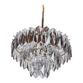 Lustre J.T Kalmar, verre taillé, 3 niveaux, Autriche 1970