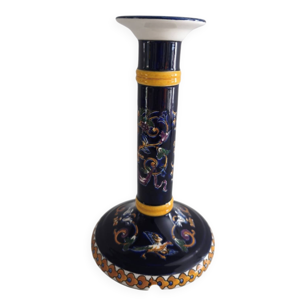 Bougeoirs flambeaux faïence de Gien - Renaissance Bleu