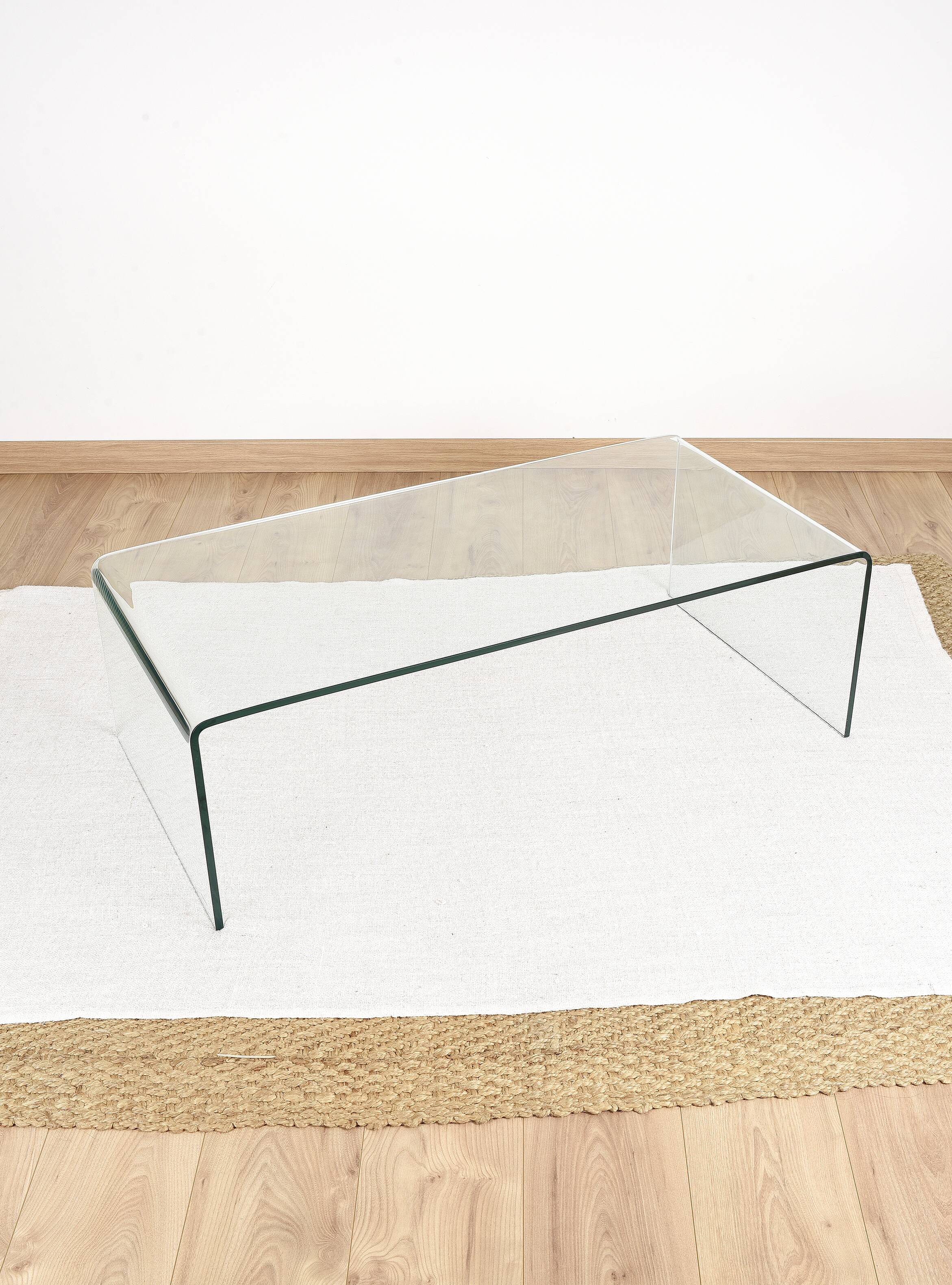 Transparent tempered glass coffee table.