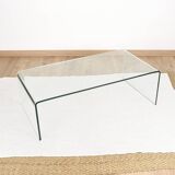 Transparent tempered glass coffee table.