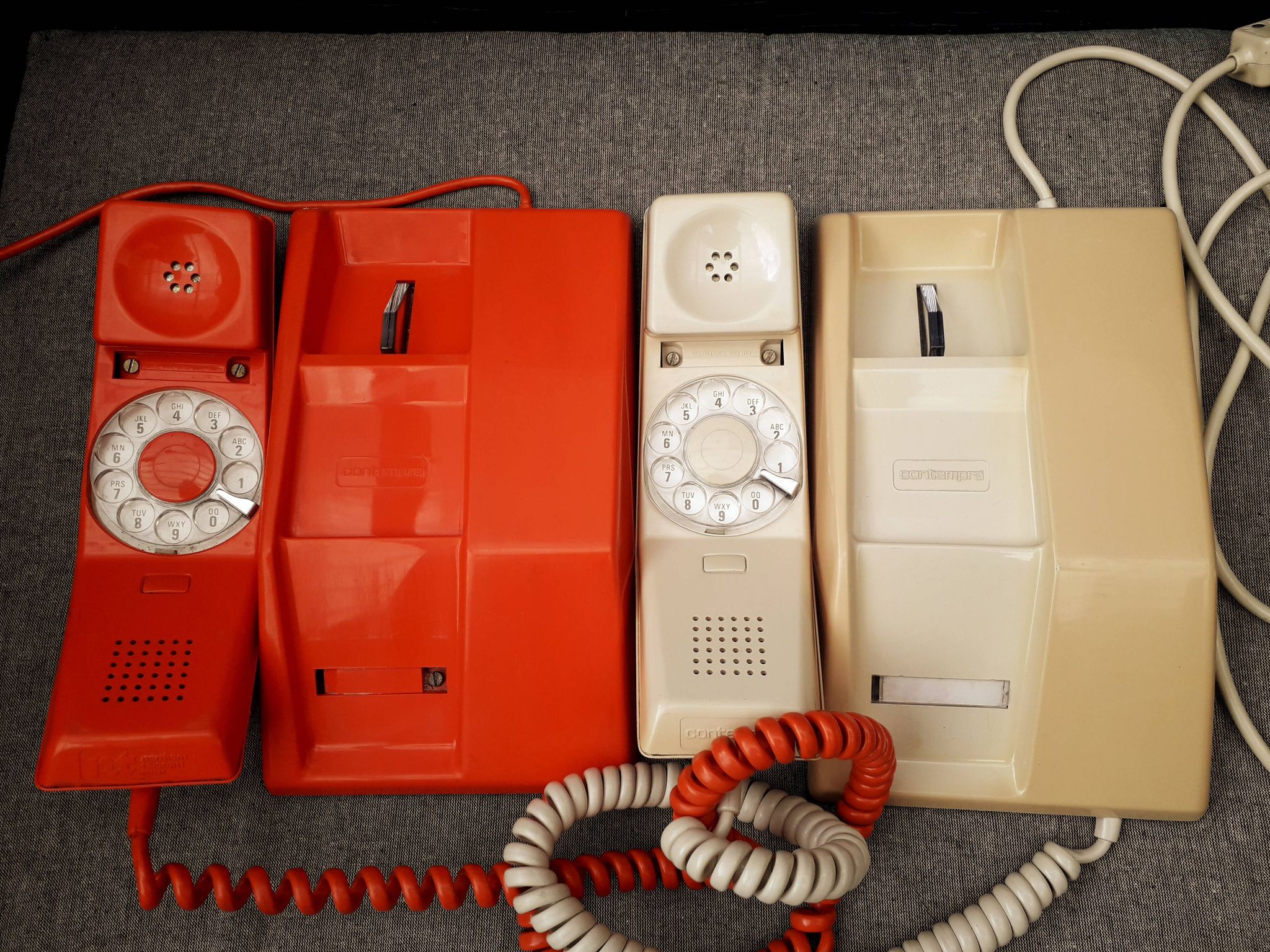 Contempra orange and ivory vintage phones