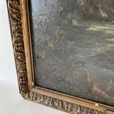 Oil and wood frame, ca 1900