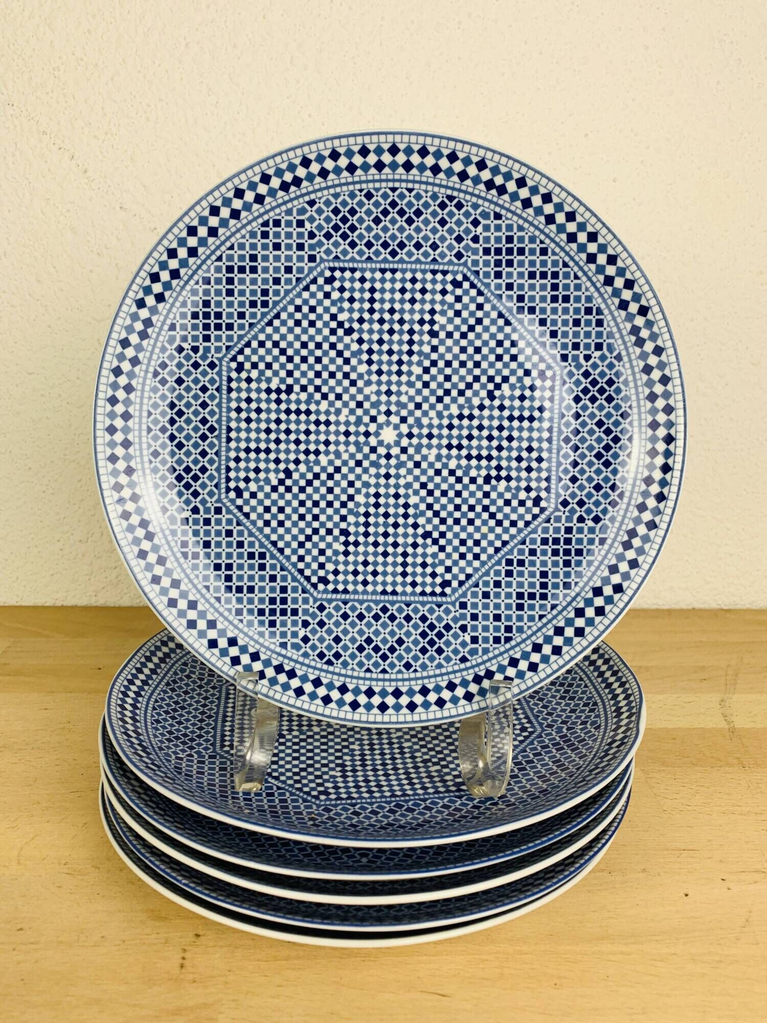 6 flat plates Cocema Fes Morocco, blue mosaic