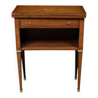 Small game table in marquetry, Louis XVI style – early 20th century