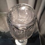 Pressed glass liqueur carafe molded table art