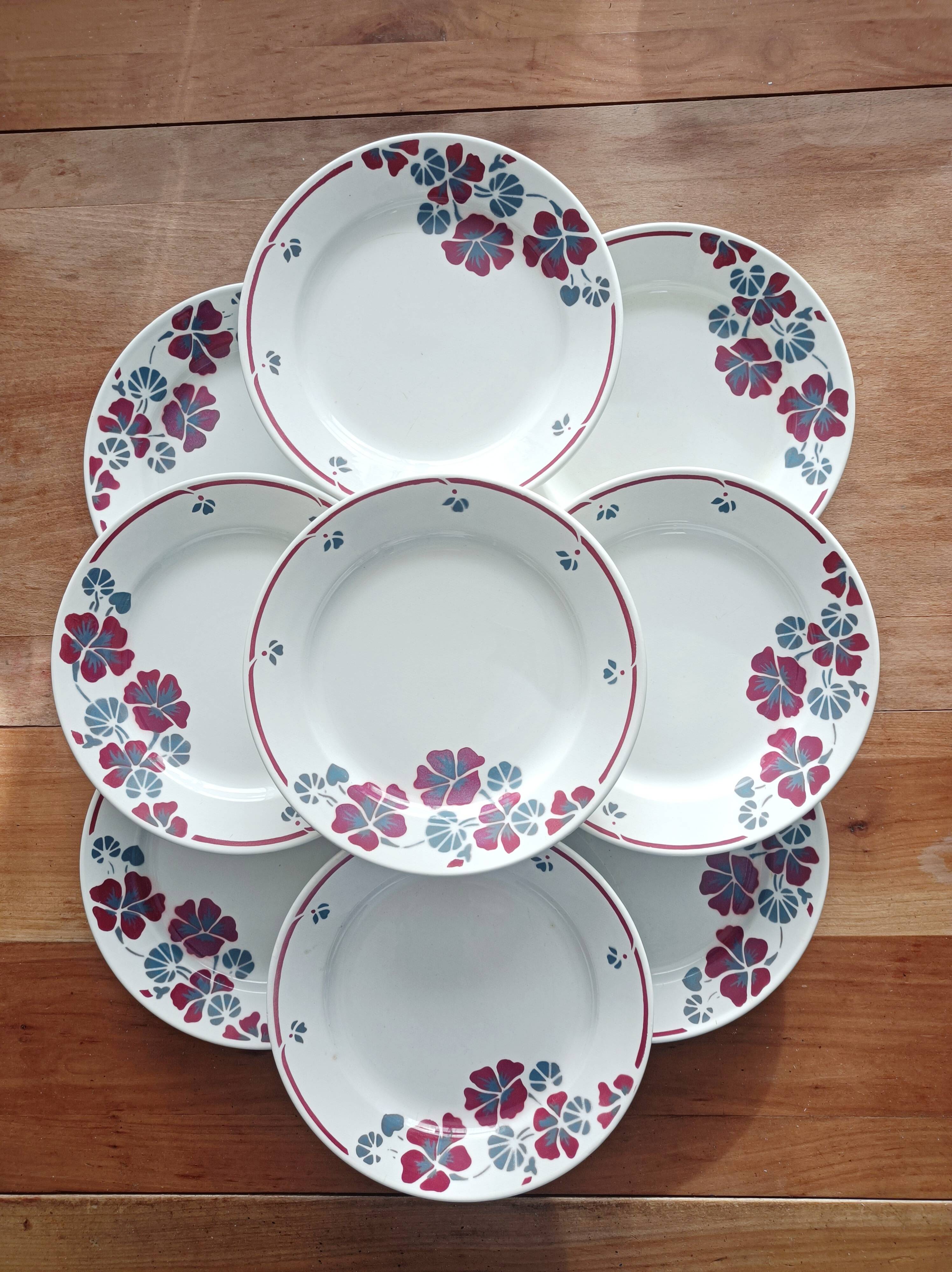 Set of 12 earthenware plates Salins, Nelly red