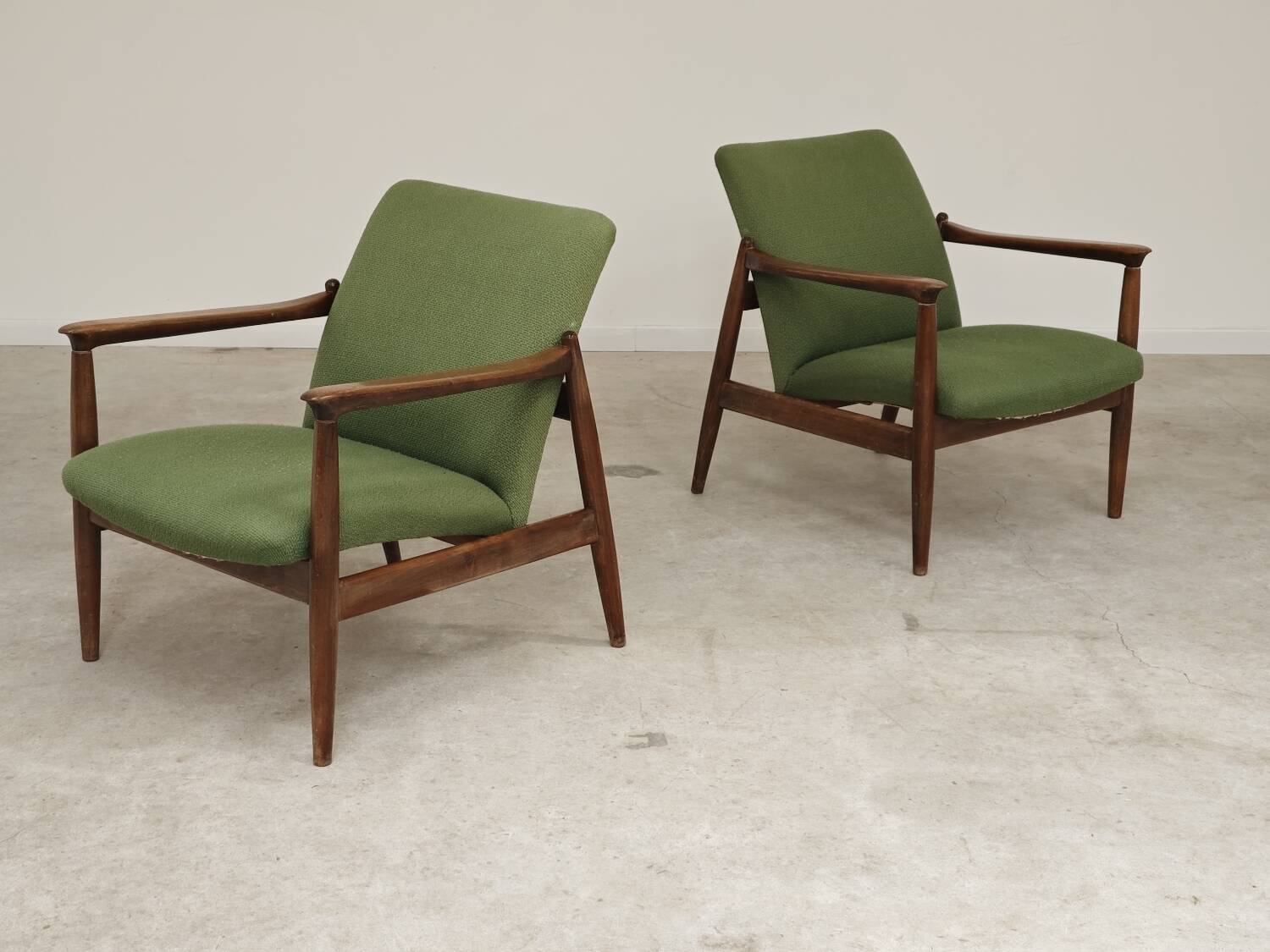 Pair of green GMF 64 armchairs by
Edmund Homa, Poland, 1960s