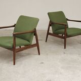 Pair of green GMF 64 armchairs by
Edmund Homa, Poland, 1960s