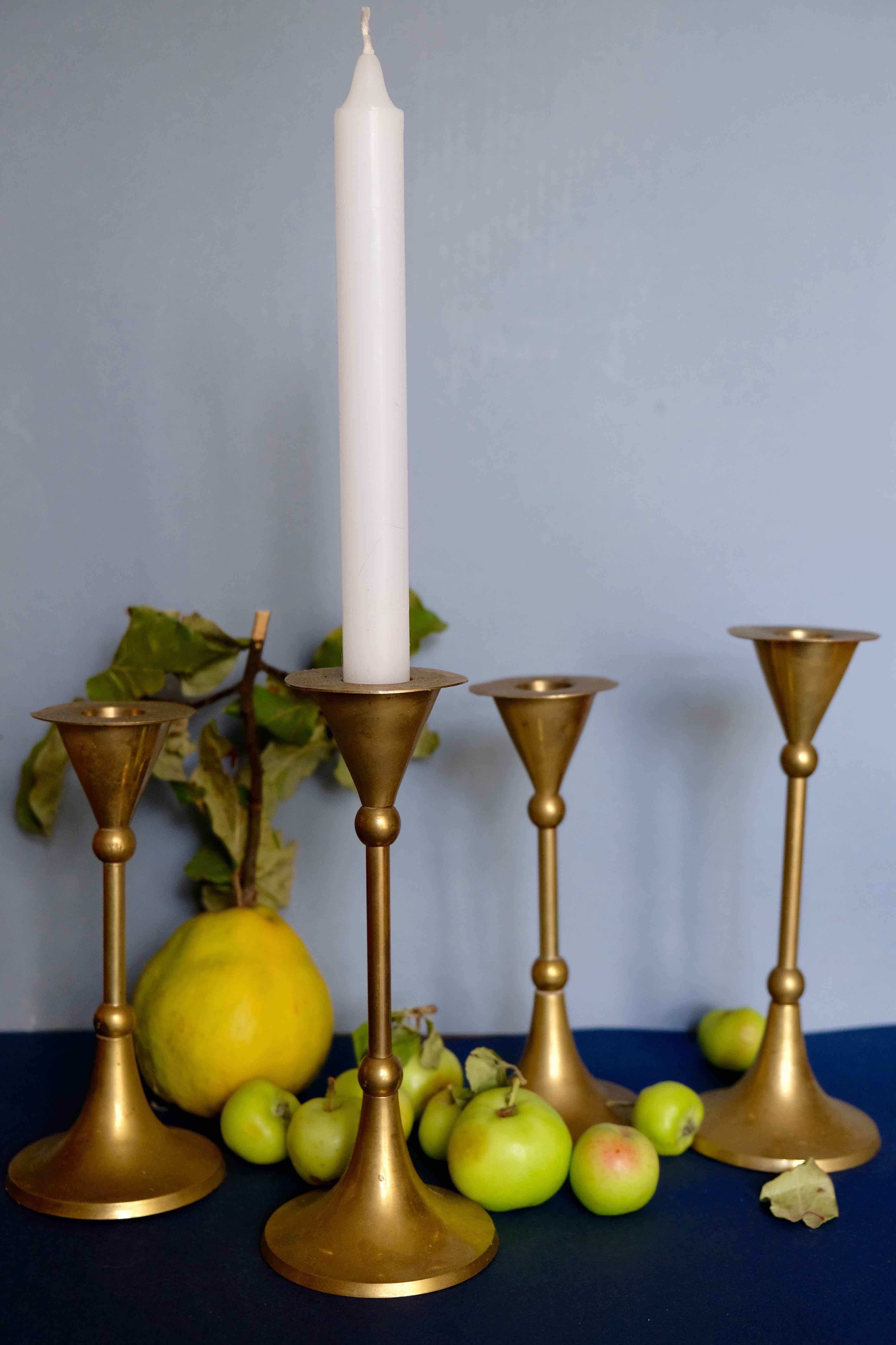 Set of 4 massive brass candlestick vintage