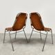 Vintage Italian design Les Arcs chairs camel leather Charlotte Perriand for Dal Vera 1970s