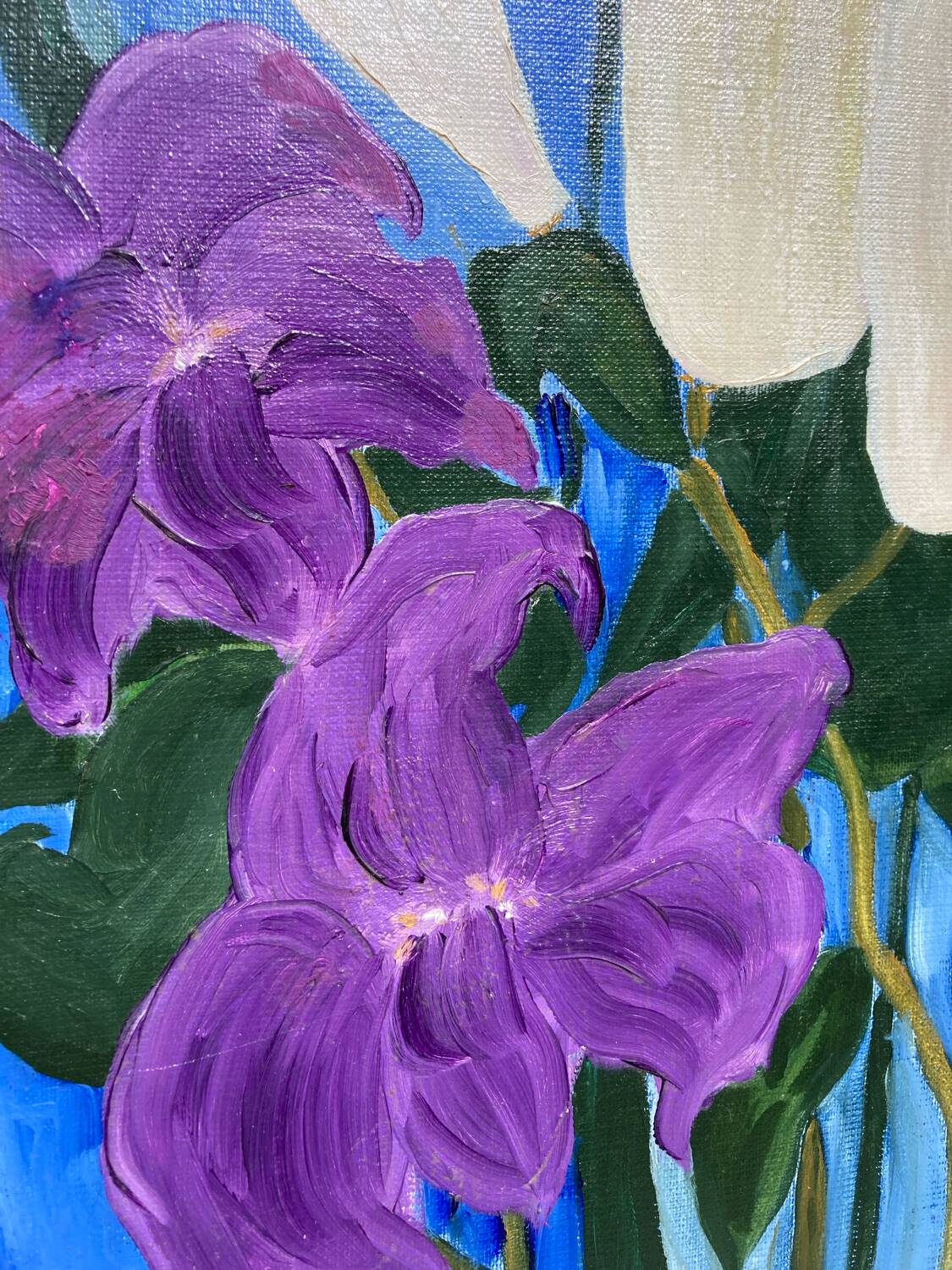 Painting, oil on canvas flowers