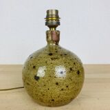 Pyrite stoneware ball lamp with vintage wool lampshade