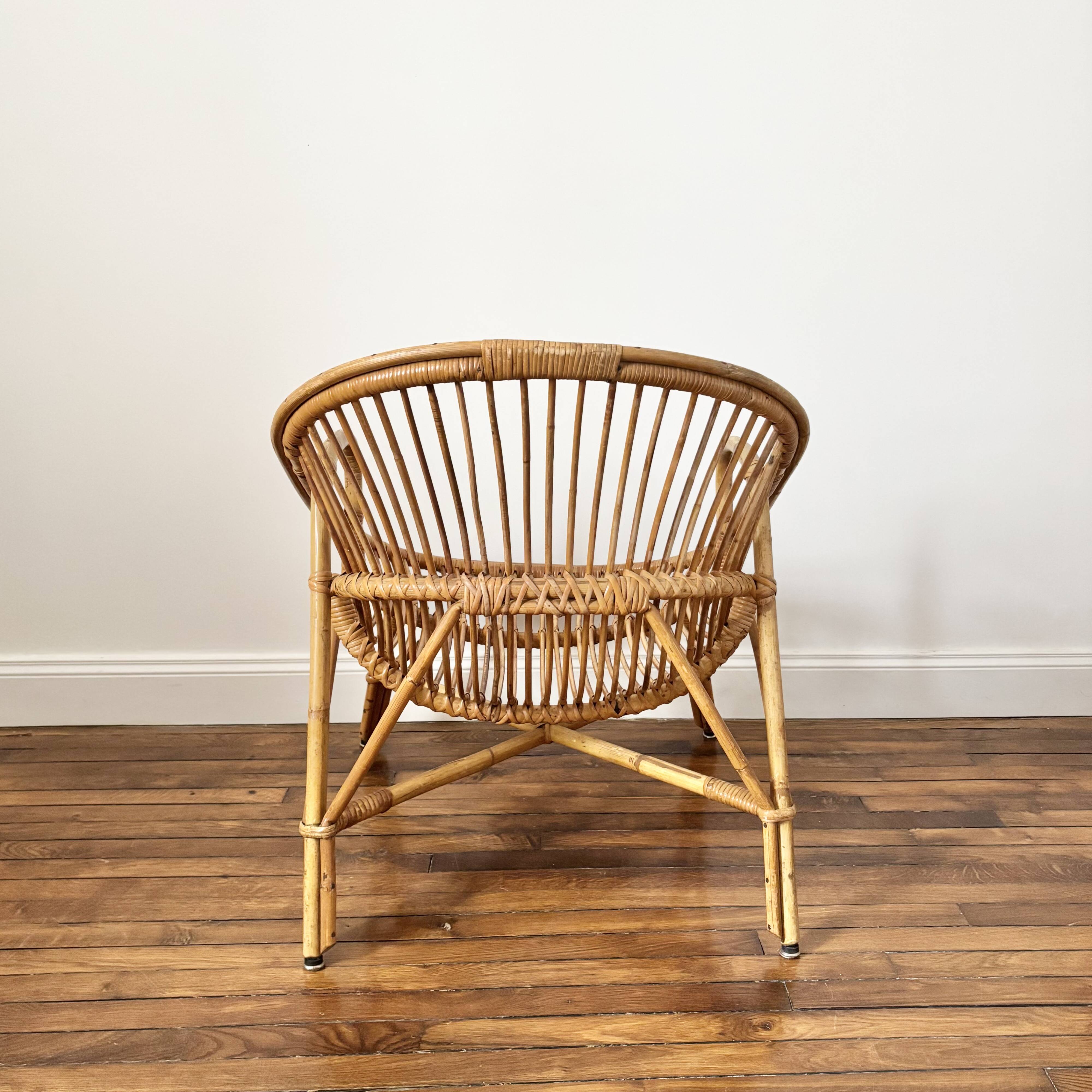 fauteuil en rotin vintage