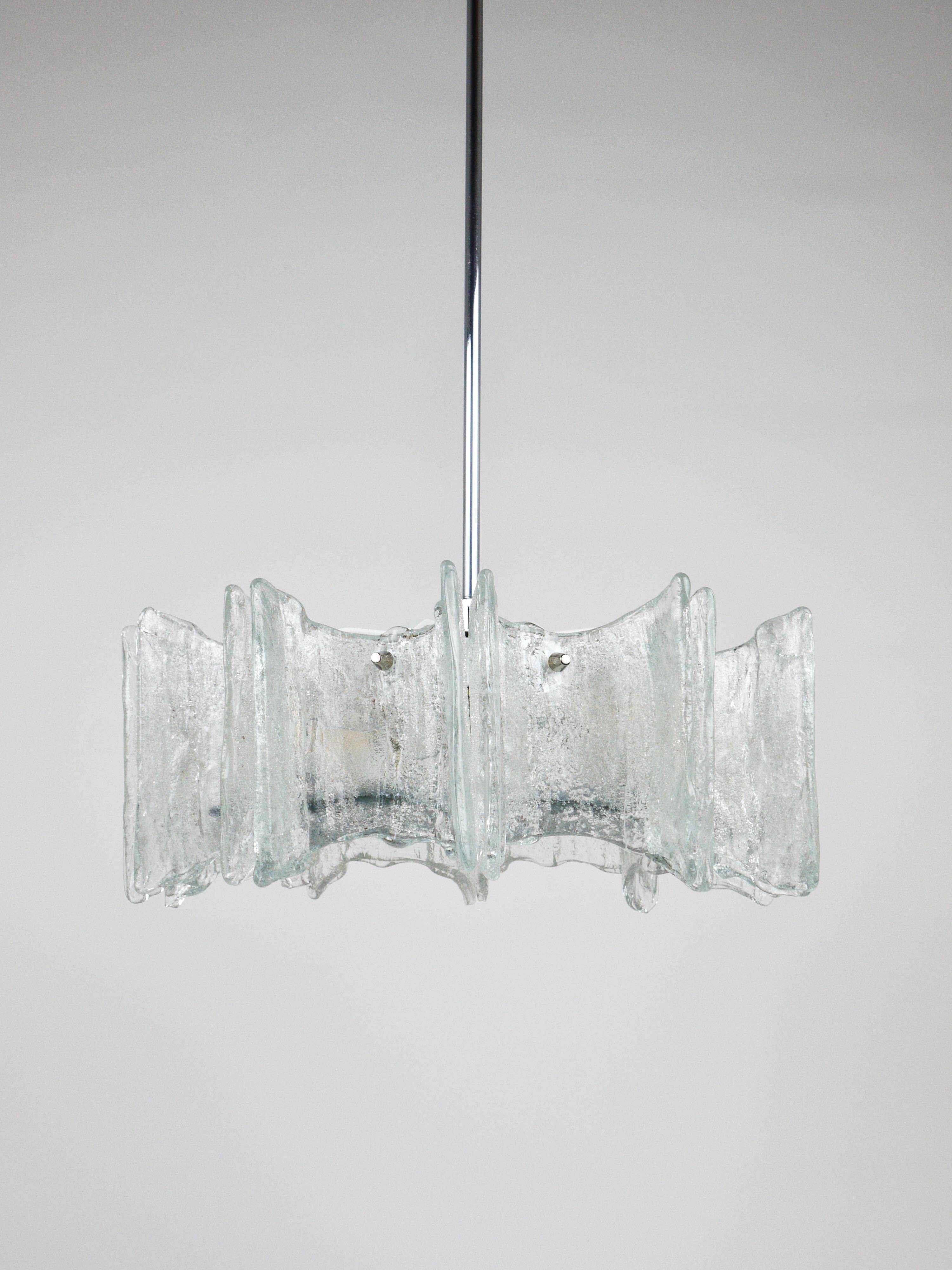 Frosted glass star chandelier J.T. Kalmar Vienna, Austria, 1960s