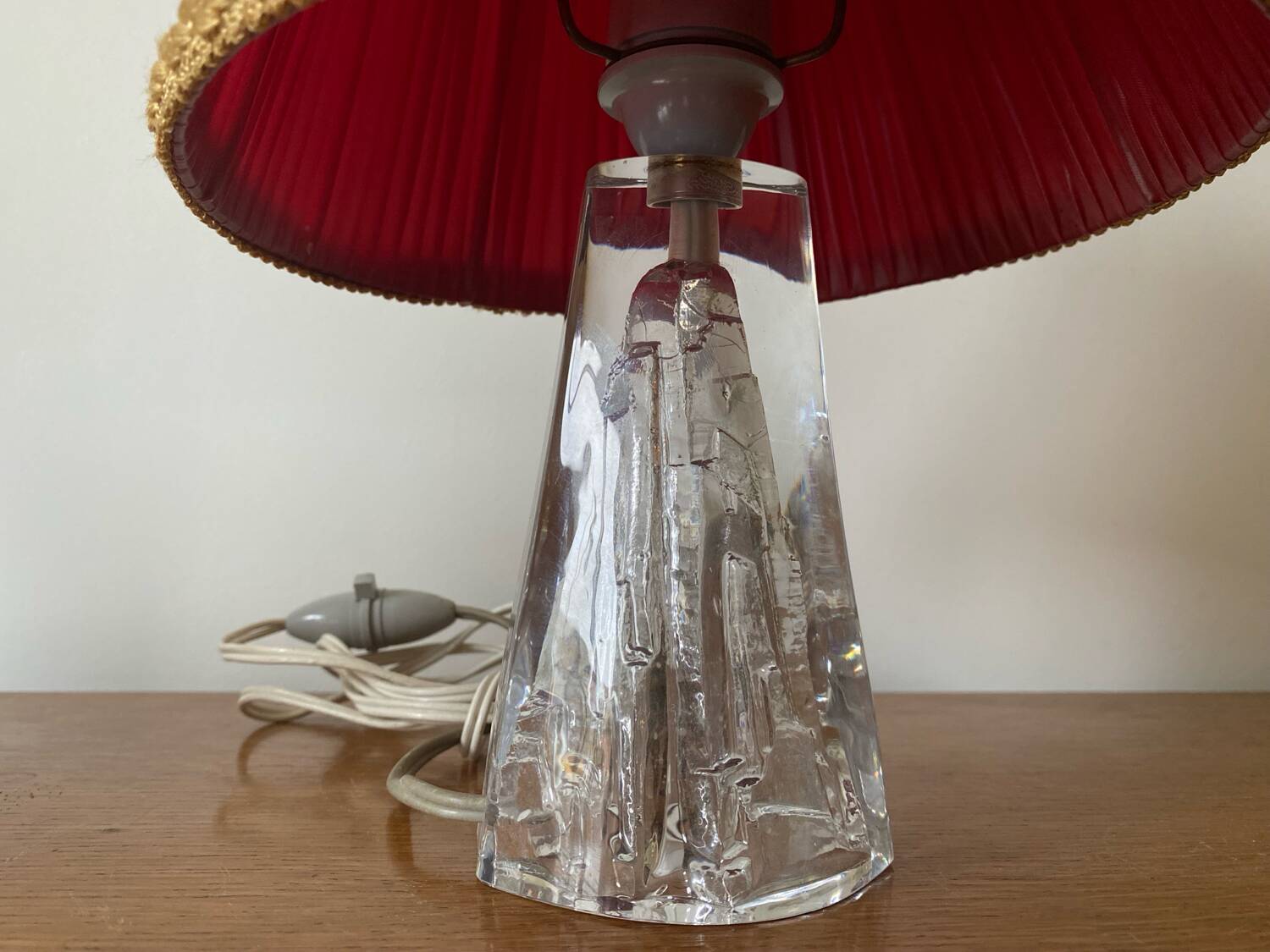 DAUM Lamp Model Iceberg Crystal + Vintage Shade Made In France