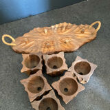 Wooden egg cups service