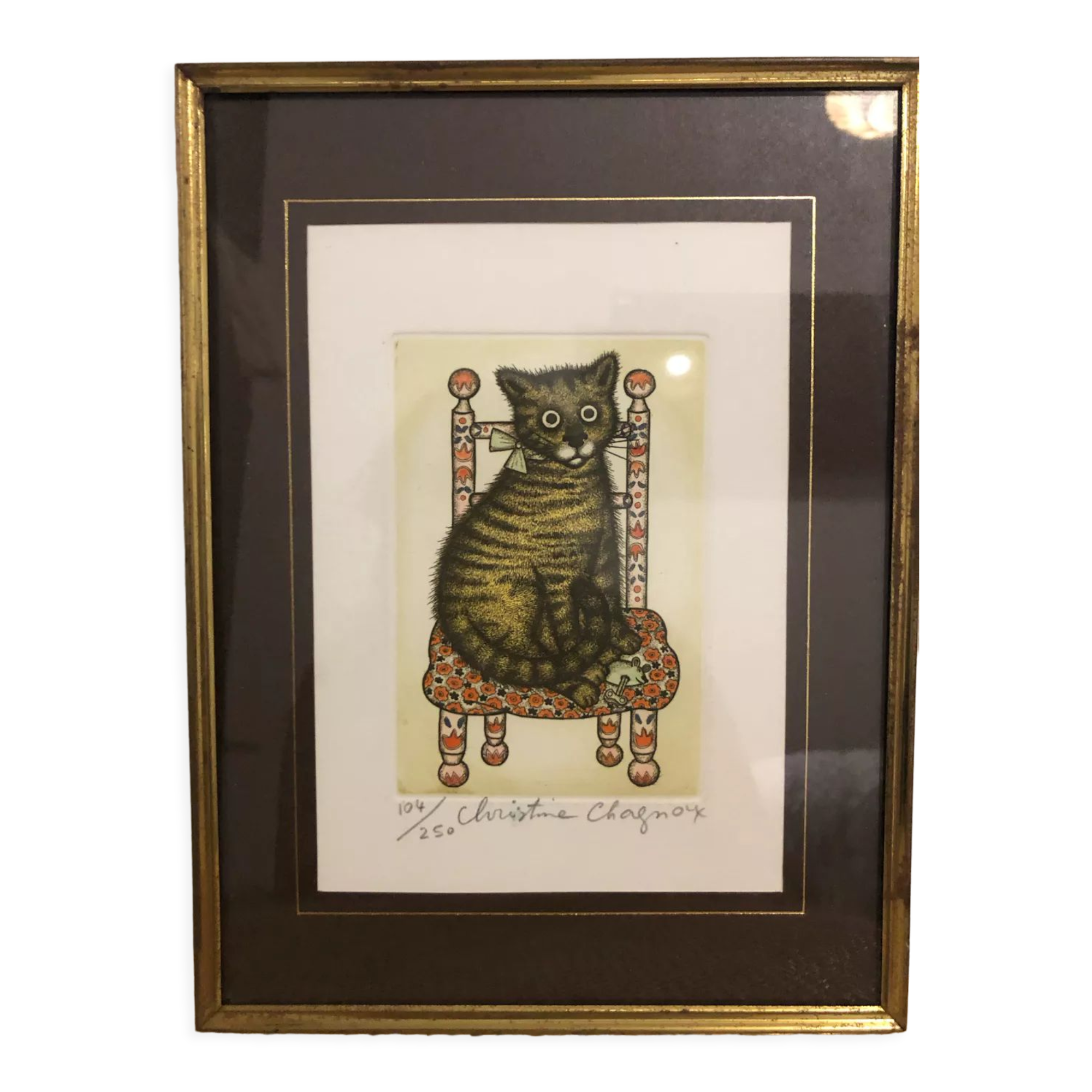 Lithograph of a cat