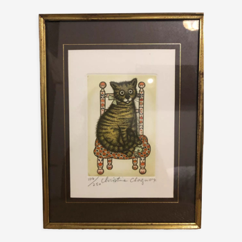Lithograph of a cat