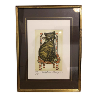 Lithograph of a cat