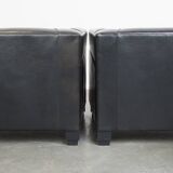 Set of 2 black sheepskin Art Deco design armchairs with high seating comfort