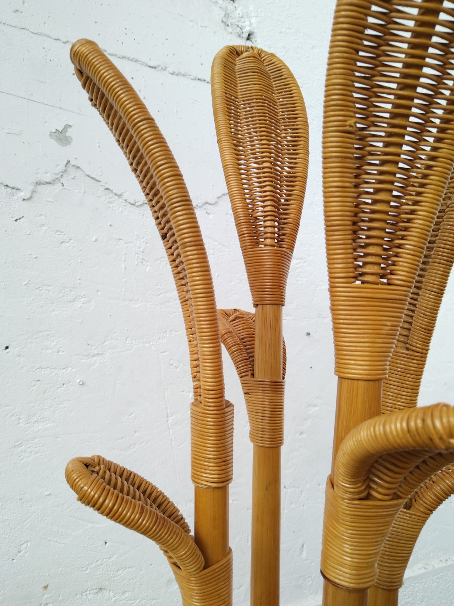 Rattan coat rack