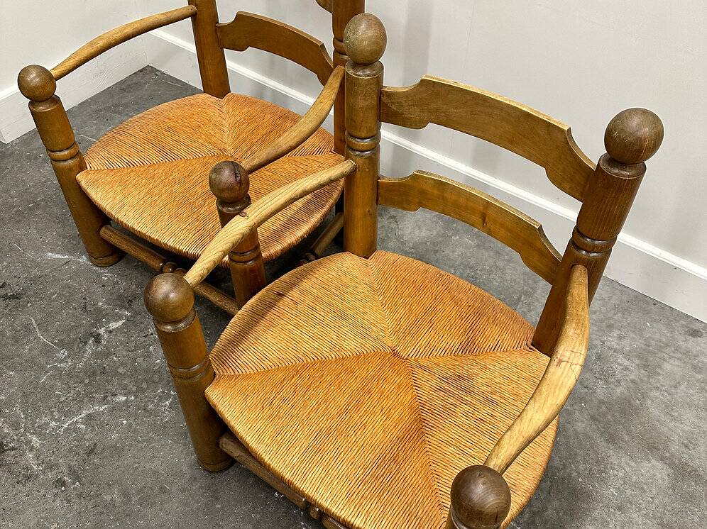 Pair of Charles Dudouyt low rushed easy armchairs, 1940s.