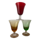 Vintage set of 3 coloured aperitif glasses