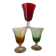 Vintage set of 3 coloured aperitif glasses