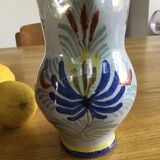 Earthenware pitcher with blue decor