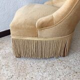 Yellow velvet toad armchair