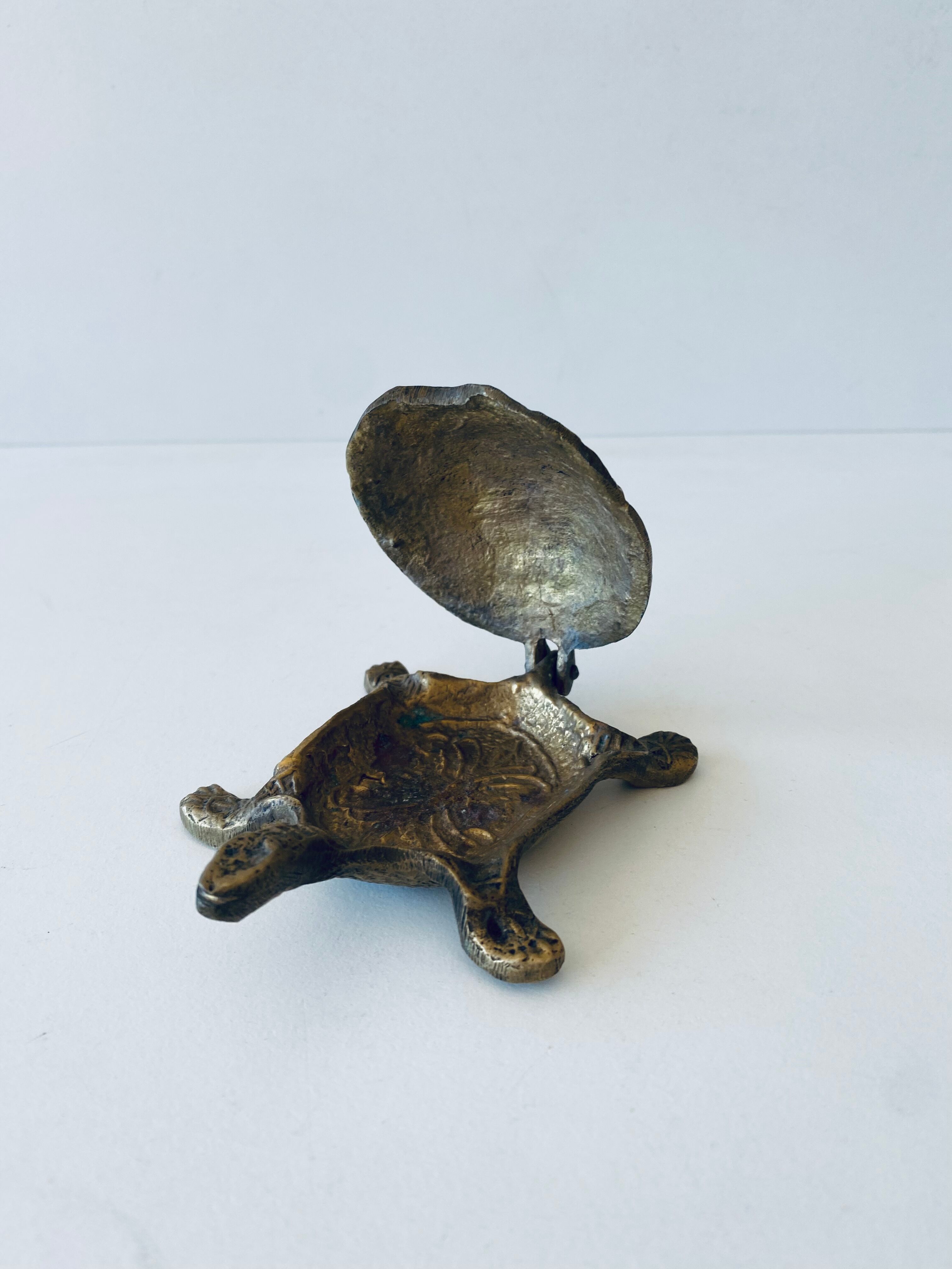 Brass turtle ashtray