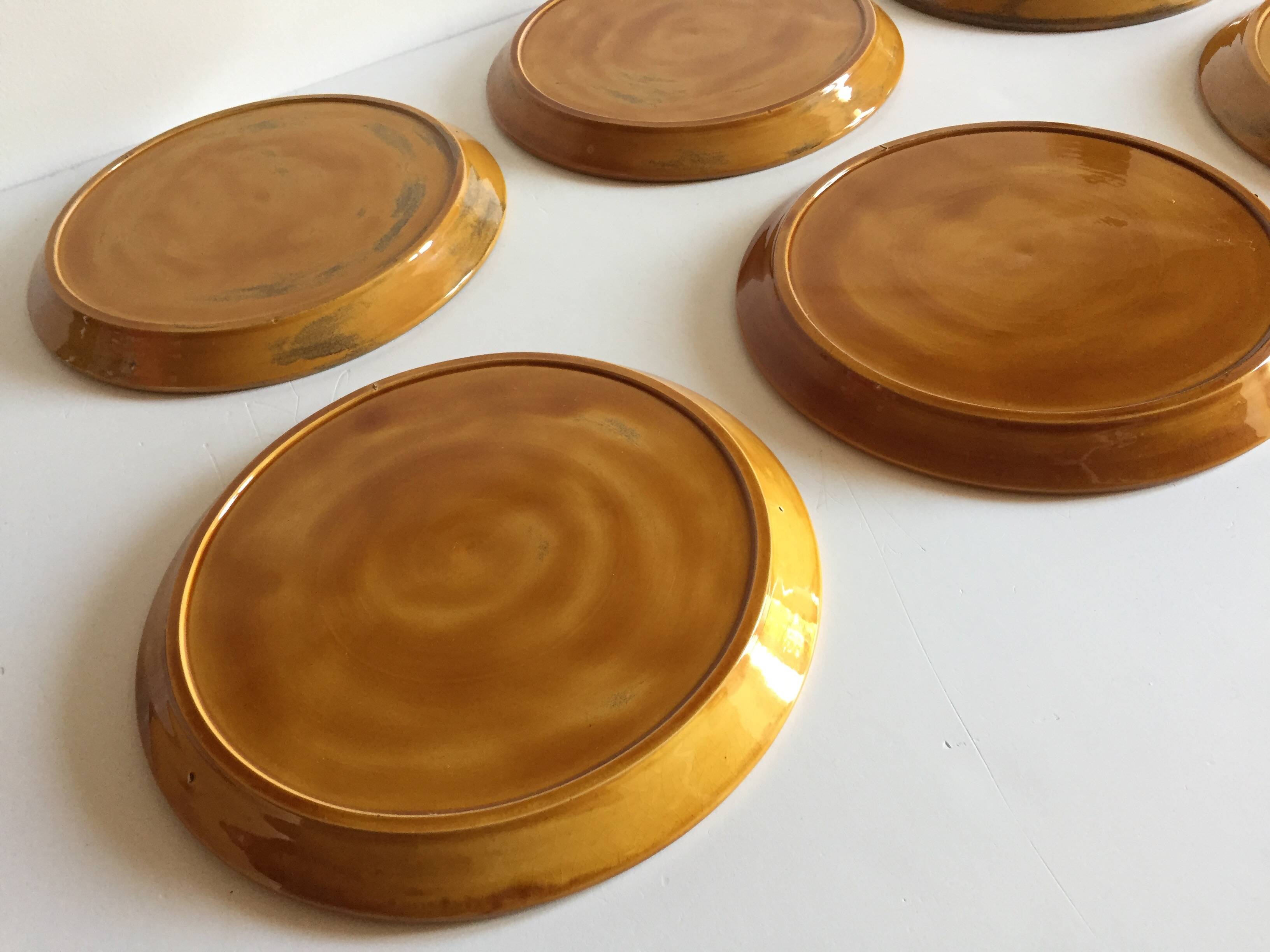 6 vintage compartmented plates
