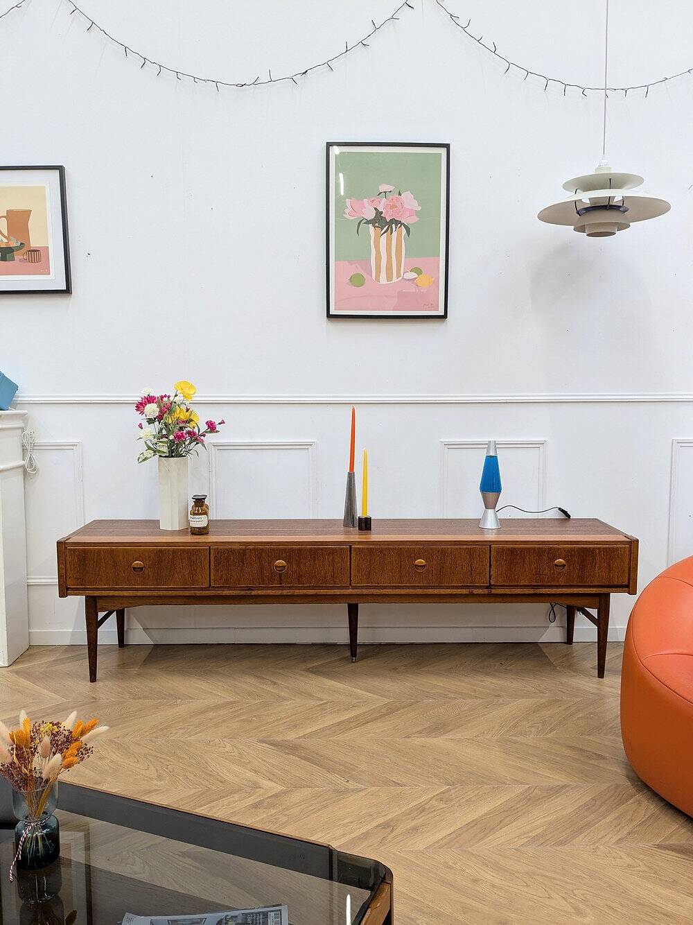 Mid-century teak low sideboard