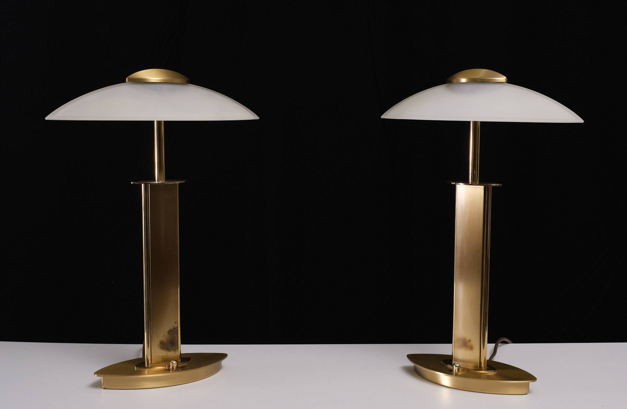 set Holtkotter Brass table lamps 1980s Germany