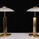 set Holtkotter Brass table lamps 1980s Germany