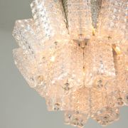 Vintage Austrolux Glass Chandelier: Mid-Century Chrome Pendant Light