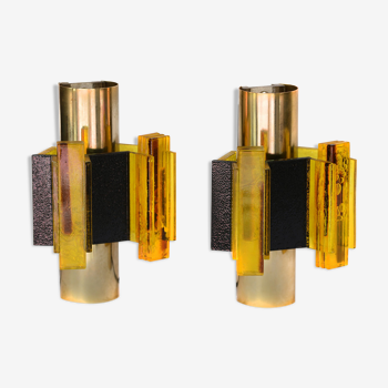 Pair of wall sconces by Claus Bolby for CEBO industries. Denmark 1960s