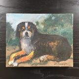 Lying cattle dog painting