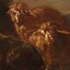 Italian painting from the 17th century, landscape with grazing animals