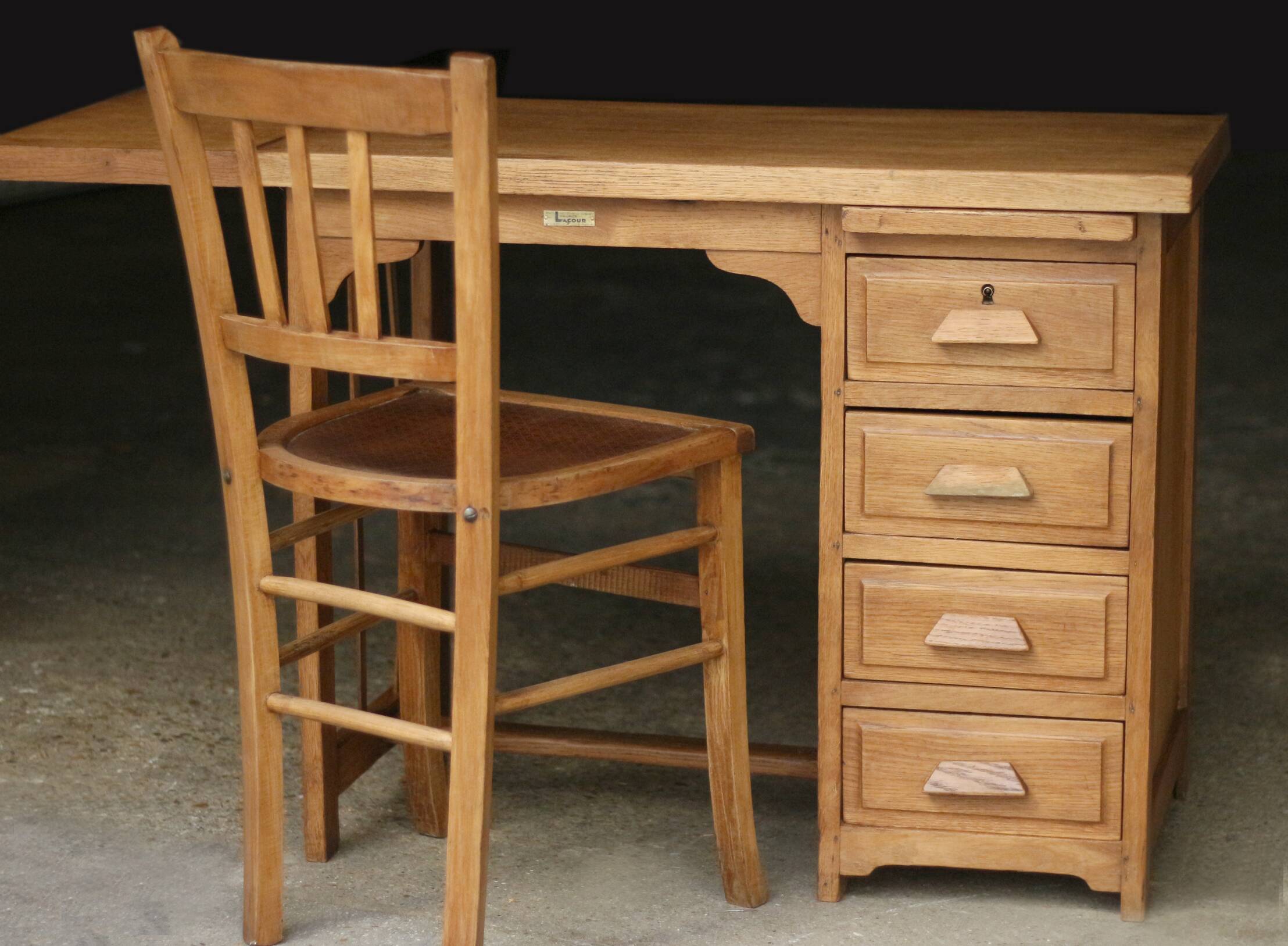 LACOUR oak desk. 1930s/1940s.