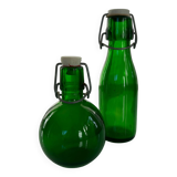 Duo of green bottles