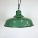 Industrial french green enamel factory lamp, 1960s