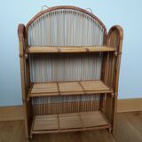 Wicker rattan wall shelf